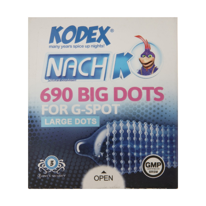 کاندوم ناچ کدکس مدل BIG DOTS بسته 3 عددی